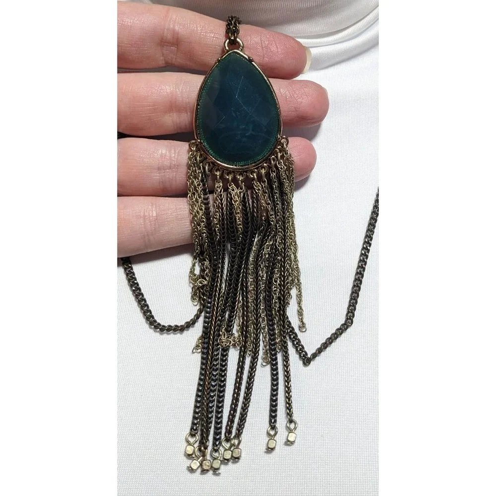 Ann Taylor Loft Bohemian Teardrop Tassel Necklace - Picture 4 of 6